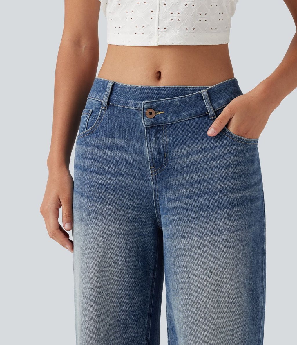 Jean large décontracté Halara Flex™ asymétrique taille mi-haute avec poches