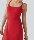 Robe décontractée mini 2-en-1 Softlyzero™ Plush avec corset, dos nu et poche latérale - Longueur allongée