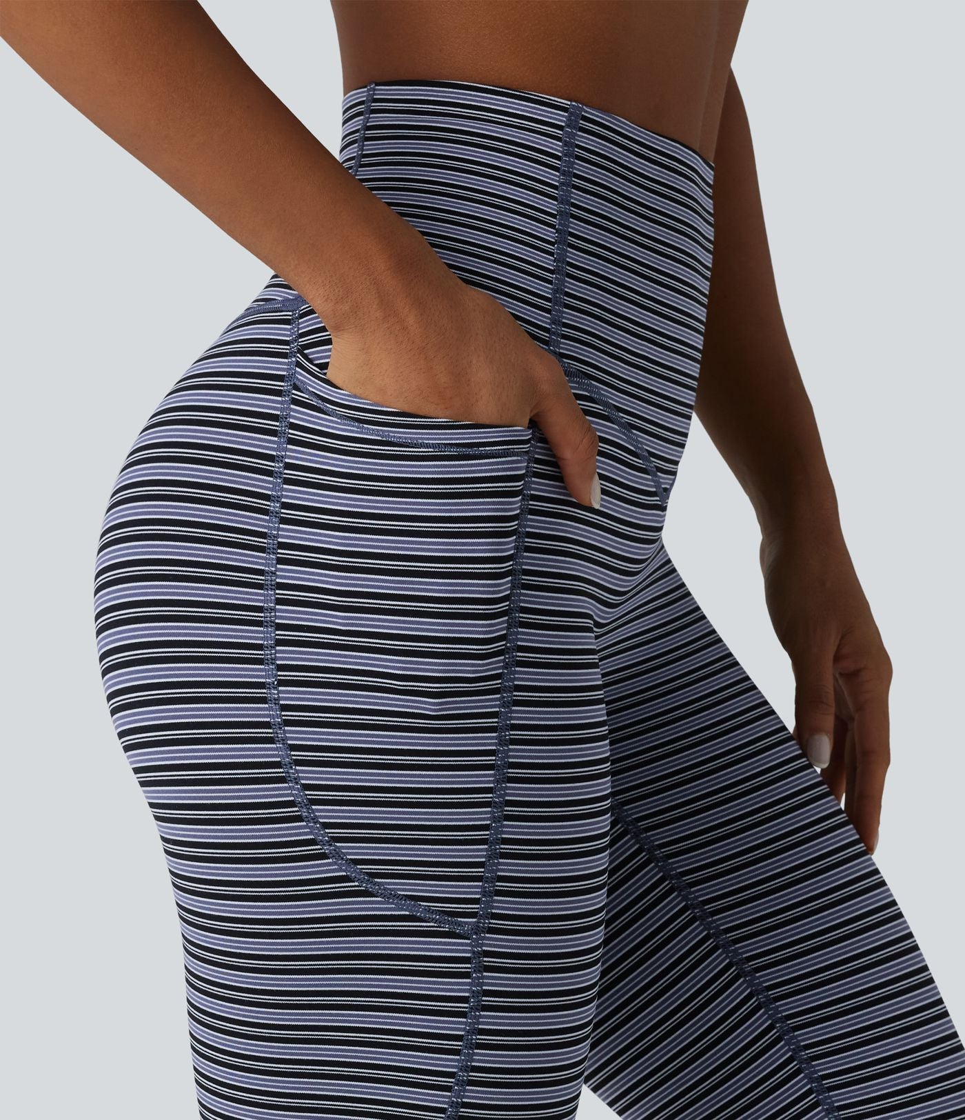 Halara UltraSculpt™ Legging de course à rayures jacquard taille haute ventre plat avec poches