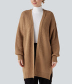 Cardigan long manches évêque avec fentes et découpes