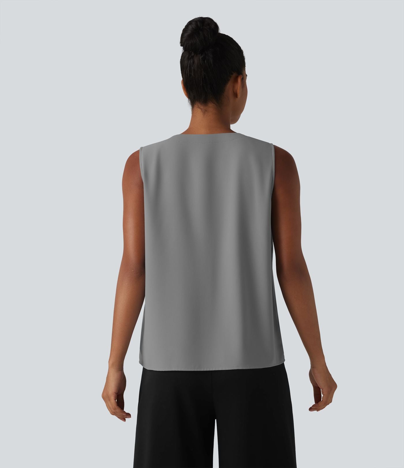Blouse esprit bureau oversize défroissage facile, sans manches et col V