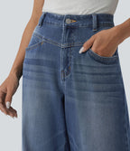 Jean Halara Flex™ délavé décontracté, taille haute coupe jambe large avec poches