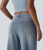 Jean Halara Flex™ mi-taille large ample délavé décontracté avec poches