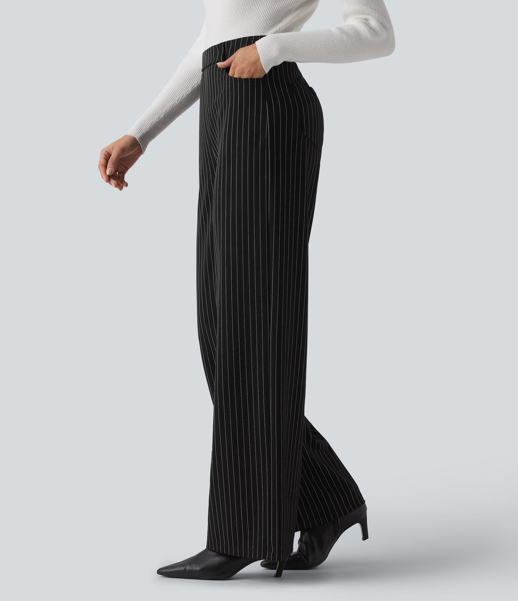 Pantalon de travail Halara Flex™ large taille haute à rayures et effet frais InstantCool avec poches