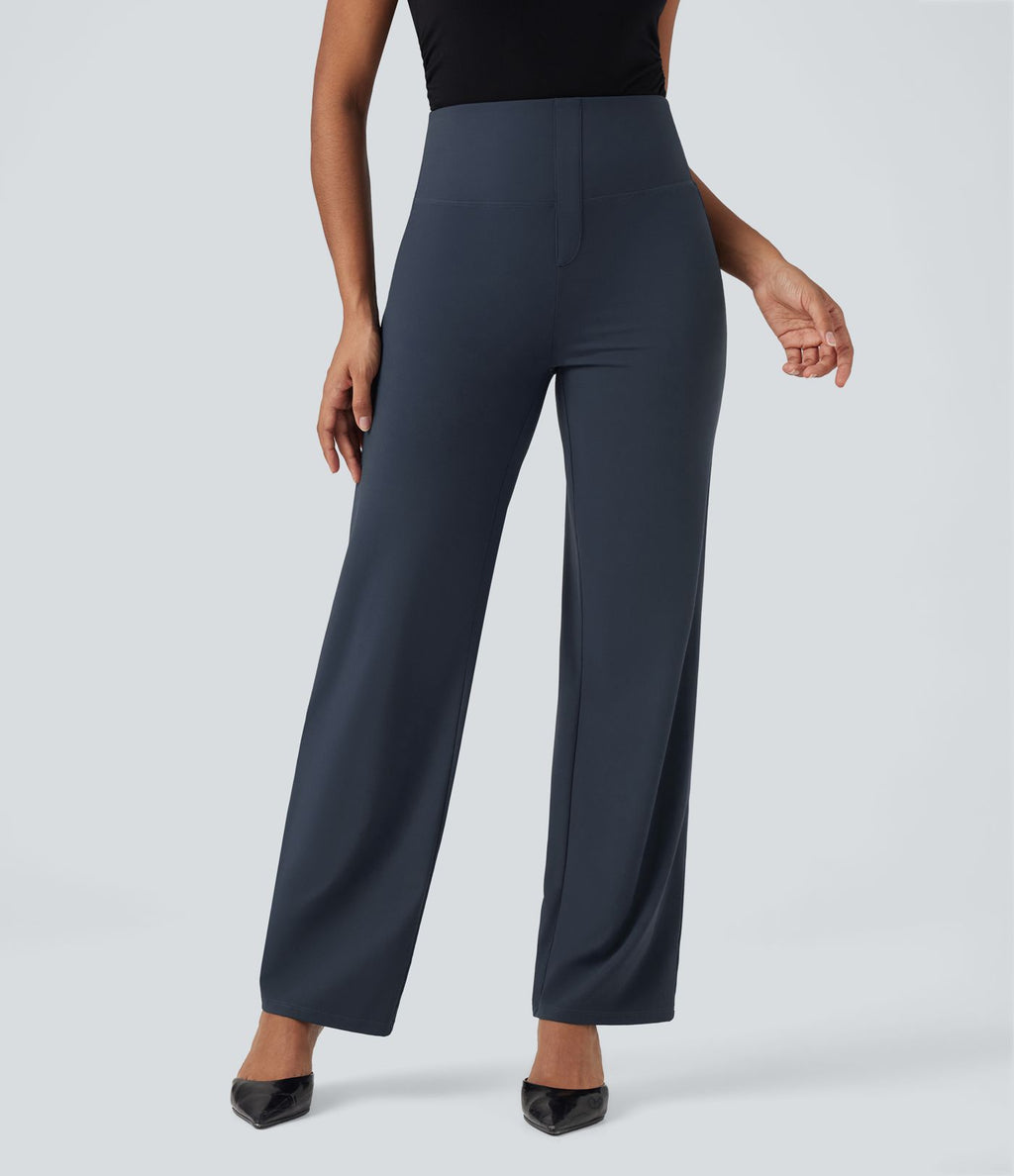 Pantalon de travail droit gainant taille haute avec poches Halara UltraSculpt™