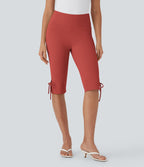 Pantalon corsaire décontracté taille moyenne à laçage avec poches arrière