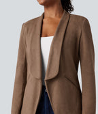 Blazer tailleur daim col châle avec poches