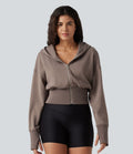 Sweat à capuche zippé avec manches raglan et passe-pouces