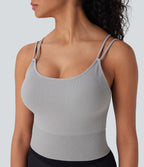Débardeur running court dos en V bretelles doubles bonnets E-G sans couture OneForm Seamless Flow