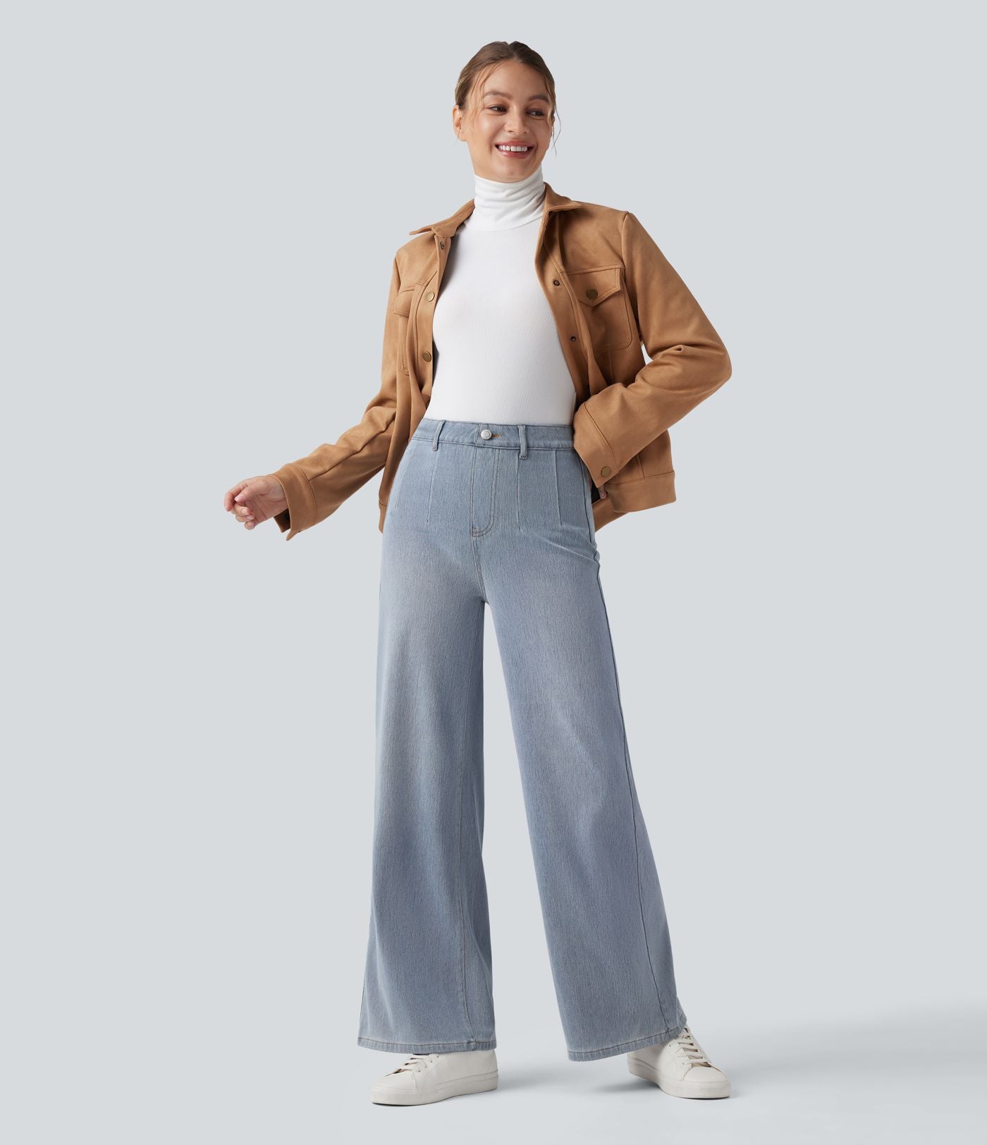 Halara Flex™ Jean large décontracté taille haute gainant avec poches