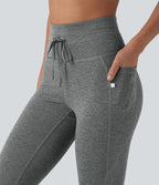 Legging 7/8 de yoga chiné taille haute séchage rapide avec cordon de serrage Halara UltraSculpt™ et poches