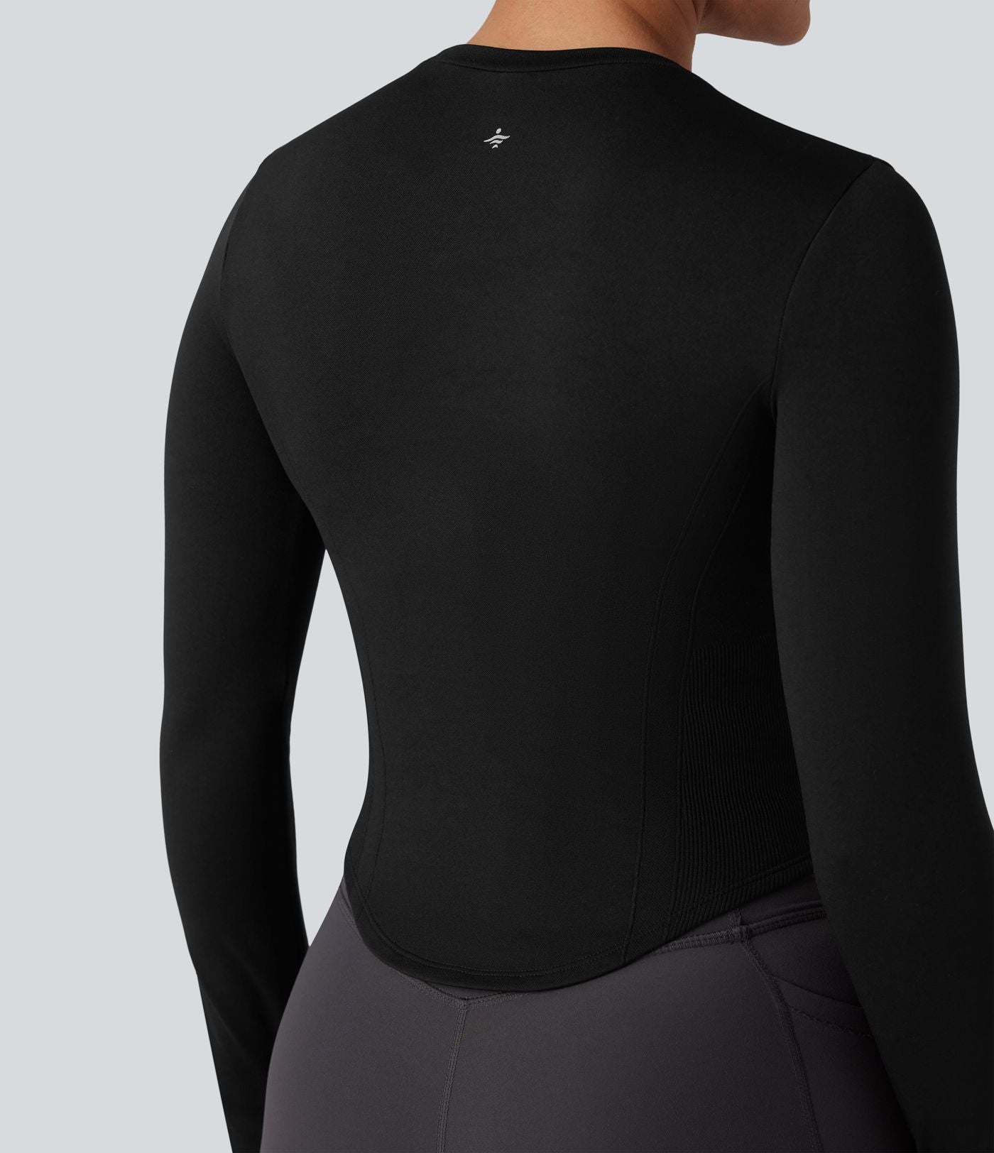 Haut de sport yoga col rond à manches longues avec passants pouces et ourlet arrondi sans couture Seamless Flow