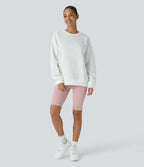 Sweat-shirt décontracté Halara oversize en polaire avec lettrage brodé et bords côtelés contrastés