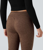 Pantalon jogging évasé thermique polaire chiné séchage rapide taille mi-haute avec cordon de serrage - UPF40+