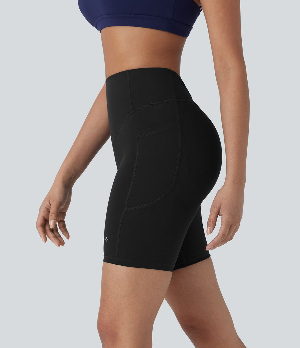 Short cycliste 17,5 cm d'entraînement gainant galbant taille haute avec poches Halara UltraSculpt™