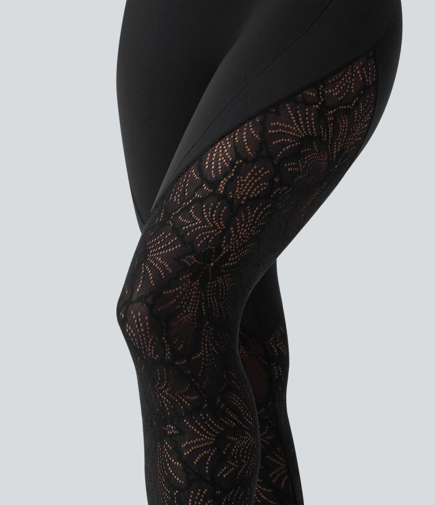 Legging de yoga 7/8 Softlyzero™ taille haute avec dentelle contrastée et poches latérales-UPF50+