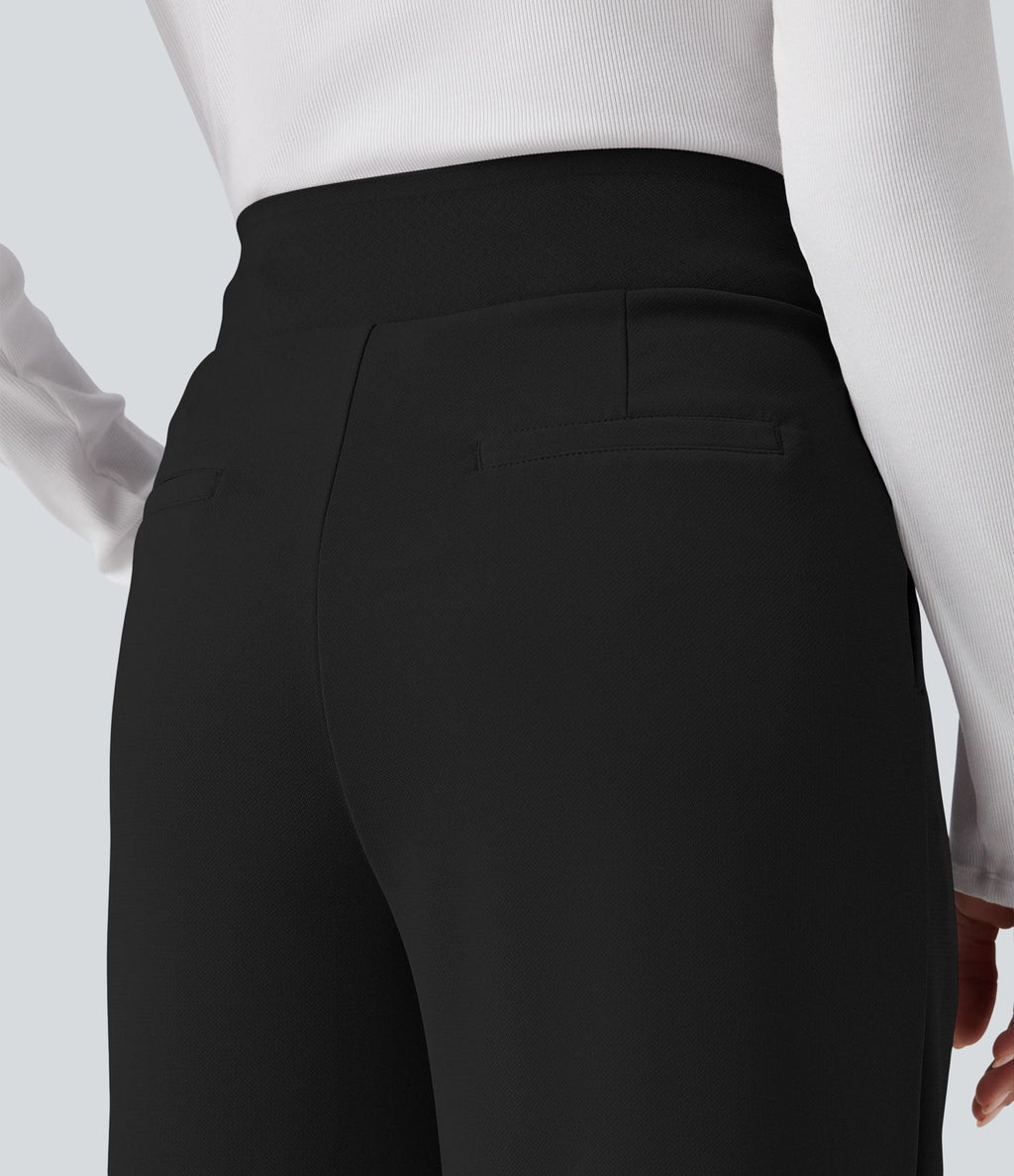 Pantalon de travail droit Halara Flex™ taille haute gainant en crêpe avec poches