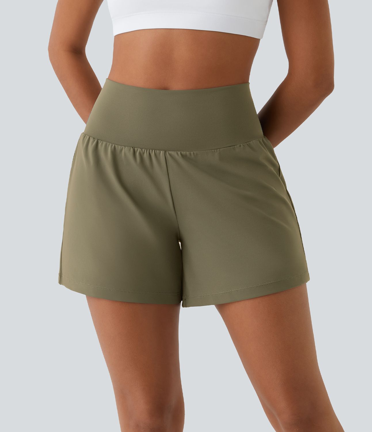 Short yoga 2-en-1 SoftlyZero™ Airy effet frais InstantCool taille très haute 12,5 cm avec poches, longueur allongée
