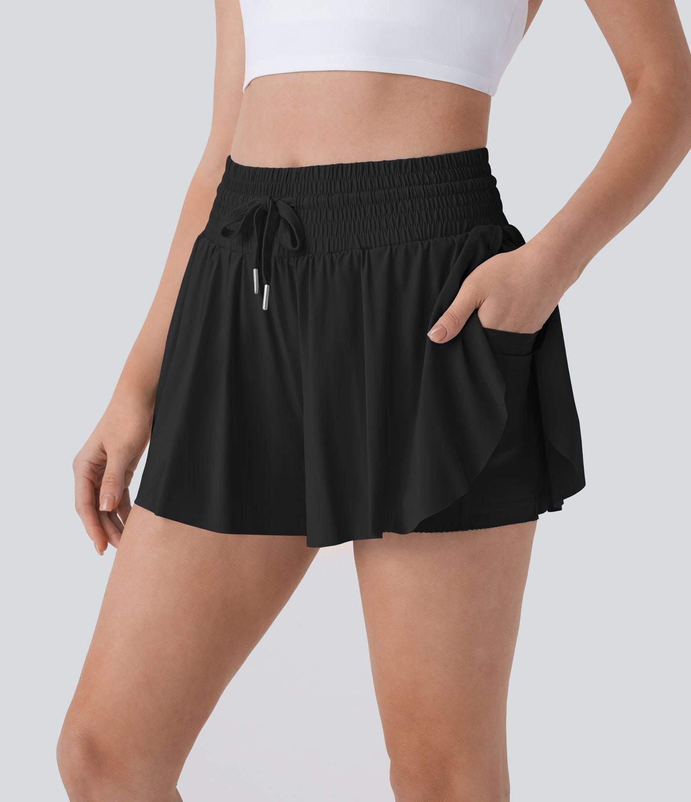 Short cycliste 17,5 cm de yoga gainant taille haute avec découpes - UPF50+ SoftlyZero™