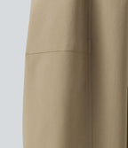 Pantalon décontracté coupe barrel taille haute avec poches
