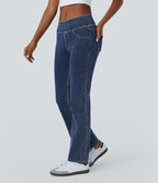 Jean bootcut décontracté Halara Flex™ taille basse avec poches arrière en maille extensible