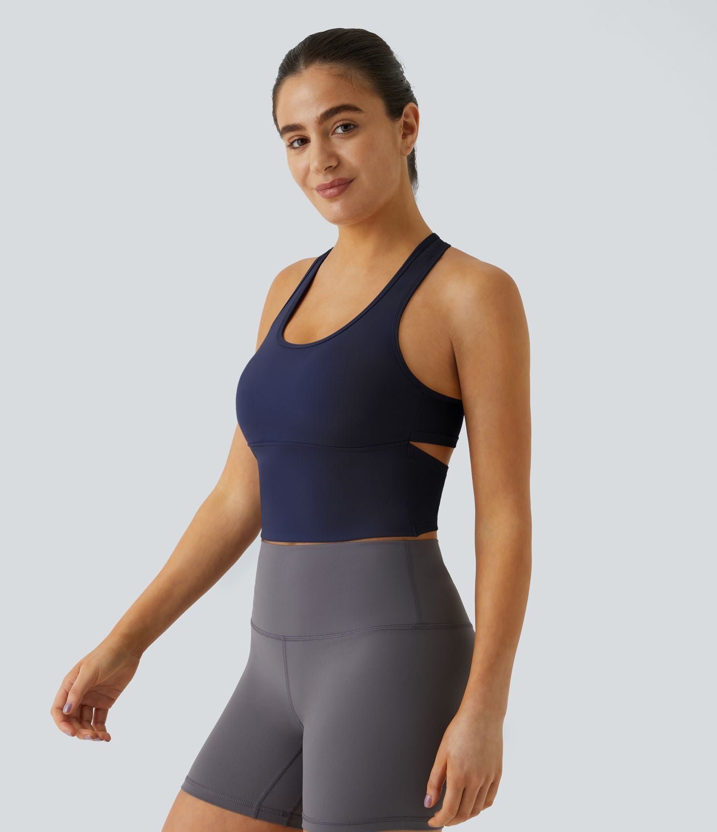Softlyzero™ Plush Plus Débardeur Yoga Crop à Col U Plongeant Dos Nu Dos Nageur Découpé - UPF50+