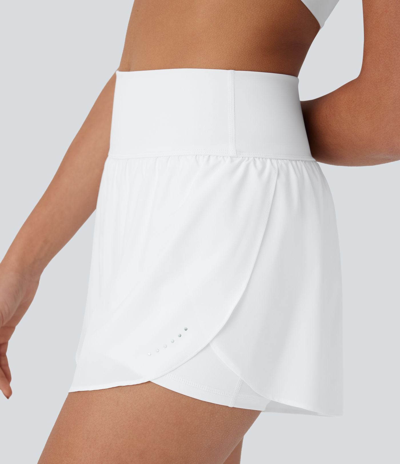 Softlyzero™ QuickDry Short de course à pied 2-en-1 taille haute à ourlet croisé avec pois réfléchissants et poches latérales