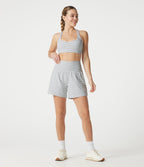 Short de yoga rayé 2-en-1 taille très haute 12,5 cm avec poches