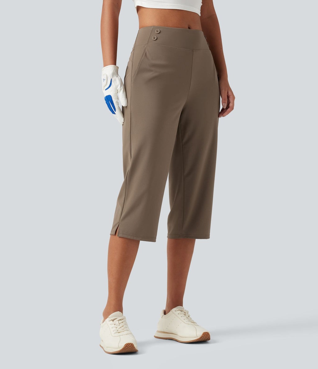 Pantalon de golf capri taille mi-haute avec poches, séchage rapide, protection solaire UPF 40+