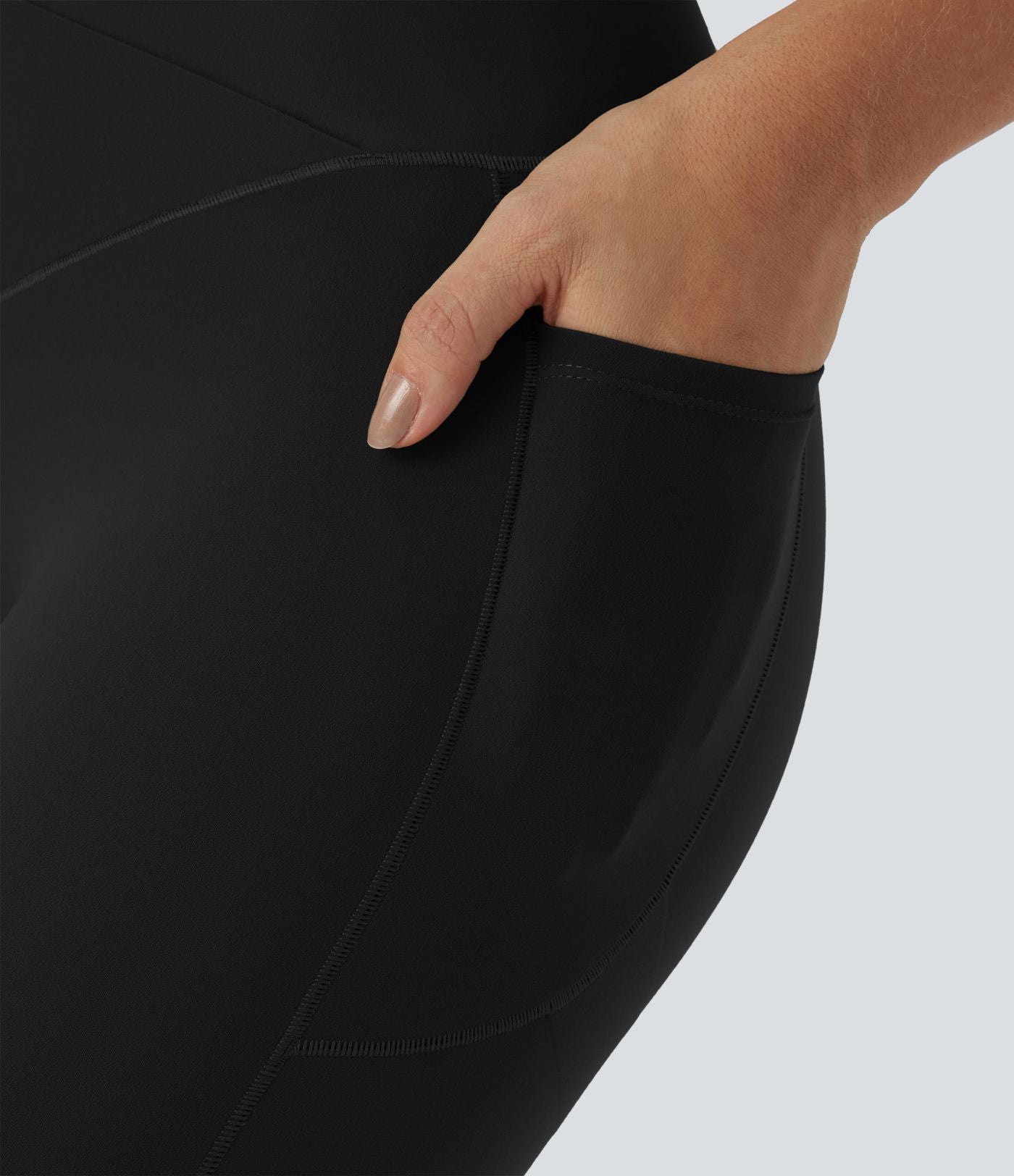 Halara UltraSculpt™ Legging Yoga 7/8 à Taille Haute Croisée avec Contrôle du Ventre et Push-up Toucher Frais Poches Latérales