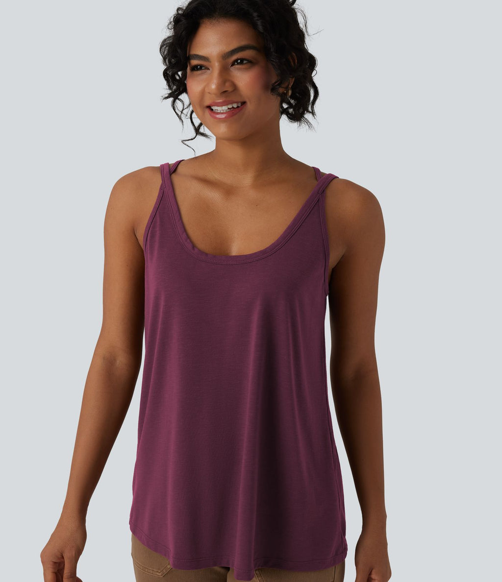 Débardeur casual col U coupe ample