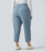 Pantalon golf grande taille fuselé taille mi-haute avec cordon de serrage, ourlet arrondi, séchage rapide et poches - UPF40+