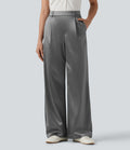 Pantalon satin taille haute esprit bureau avec poches