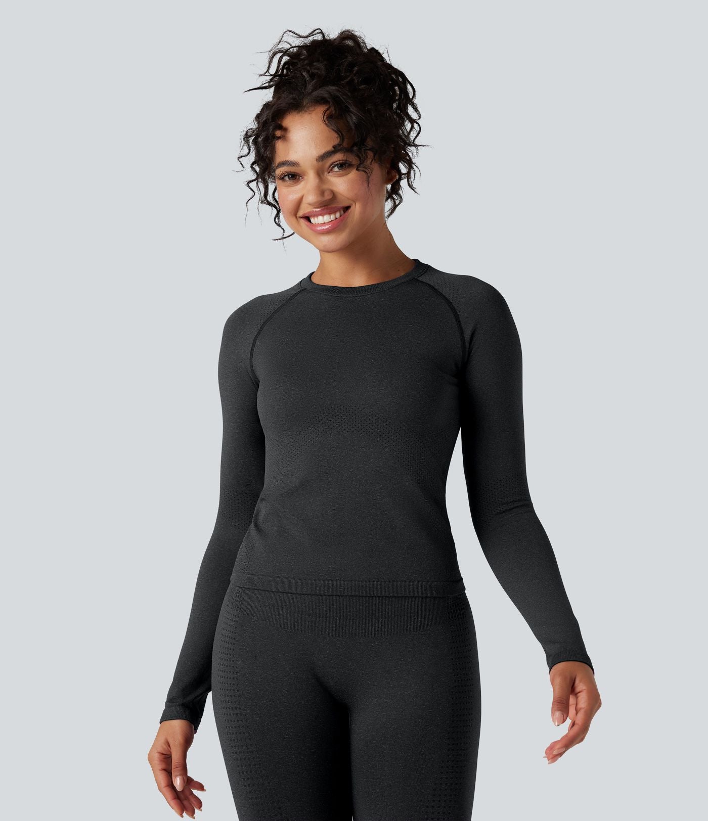 Haut de sport yoga col rond manches raglan longues sans couture OneForm Seamless Flow