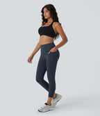 Legging corsaire d'entraînement gainant galbant taille haute avec effet scrunch et poches Halara UltraSculpt™