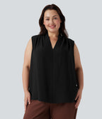 Blouse travail grande taille col V sans manches