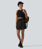 Jupe mini de randonnée 2 en 1 taille haute avec cordon de serrage et poches
