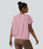 Haut de sport col rond manches courtes effet frais InstantCool avec fronces, protection solaire UPF50+