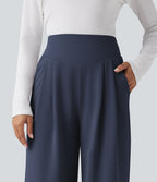 Pantalon de travail droit Halara Flex™ taille haute gainant en crêpe avec poches