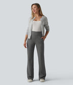 Halara Flex™ Pantalon tailleur évasé taille mi-haute à carreaux avec poches