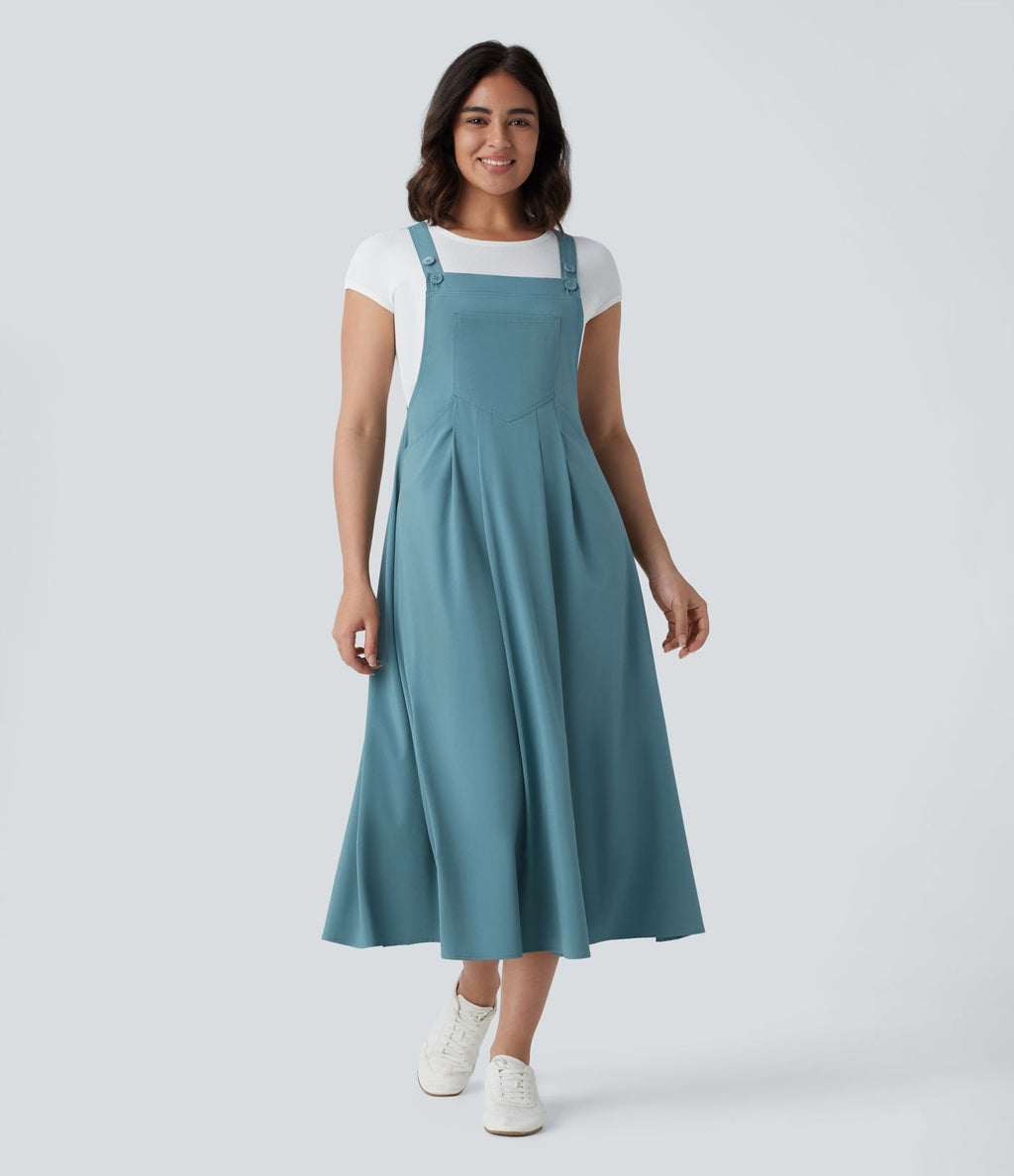 Robe mi-longue décontractée fluide Breezeful™ séchage rapide avec bretelles ajustables, boutons et poches multiples