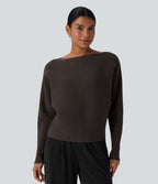 Pull décontracté col bateau manches chauve-souris