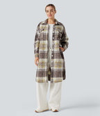 Veste sherpa longue manches longues carreaux avec poches