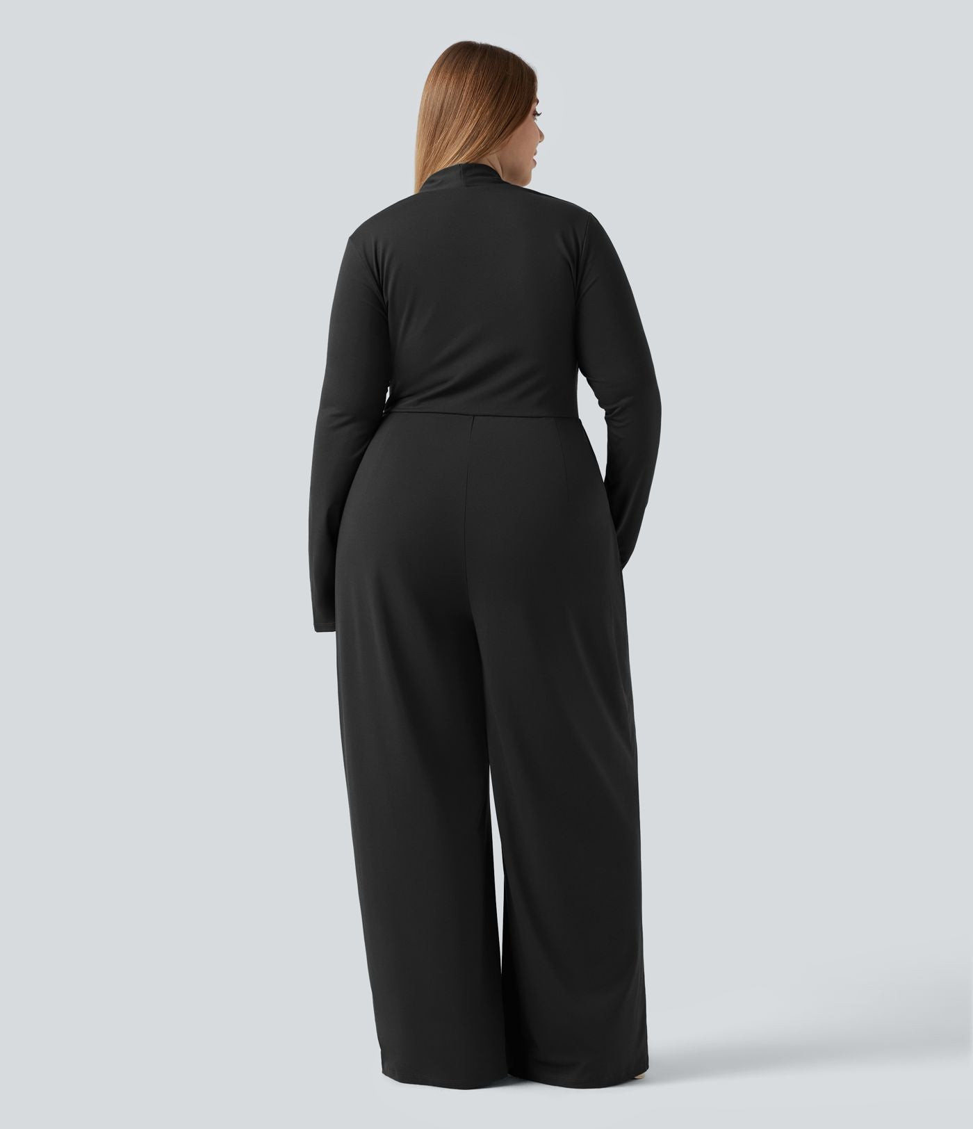 Combinaison grande taille à manches longues et jambes larges avec brassière intégrée