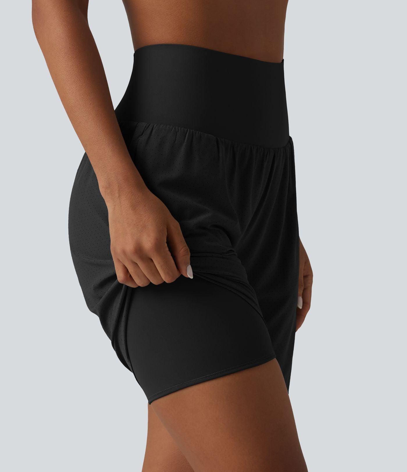 Short de yoga 2 en 1 à taille très haute, effet ventre plat, séchage rapide, 17,5 cm, avec poches