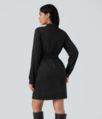 Robe courte col tailleur manches longues