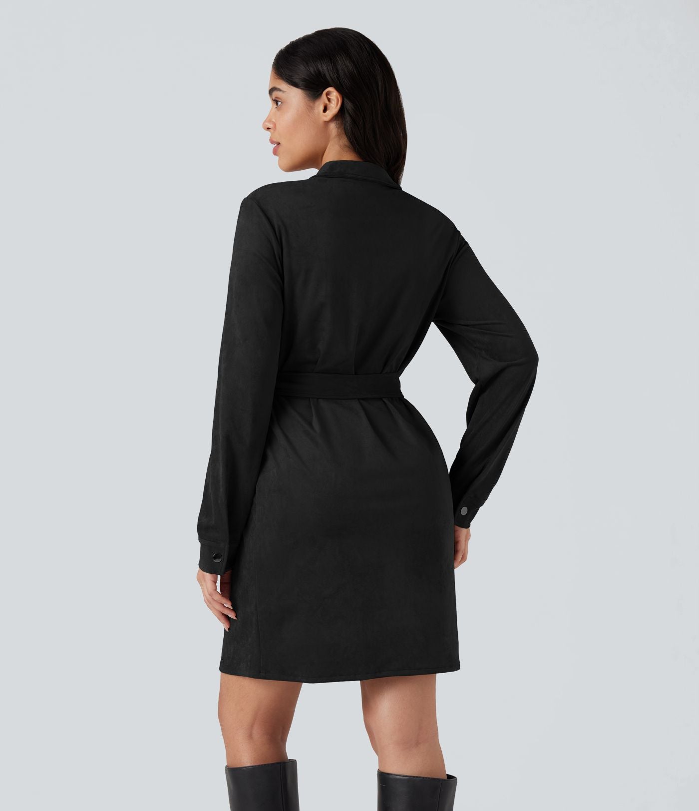 Robe courte col tailleur manches longues