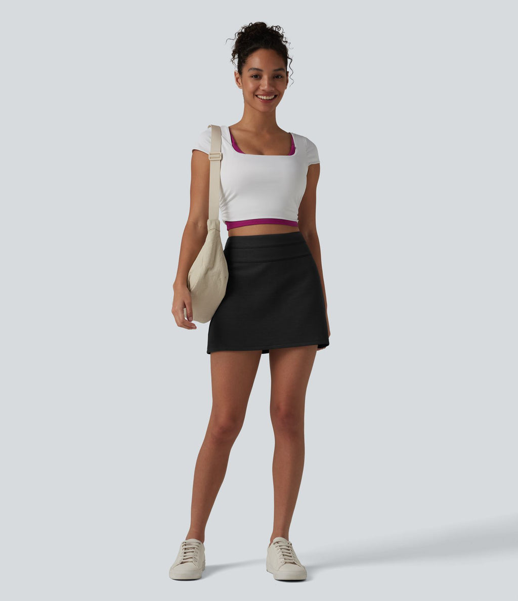 Jupe courte décontractée 2 en 1 SpacerTek™ taille haute avec effet ventre plat