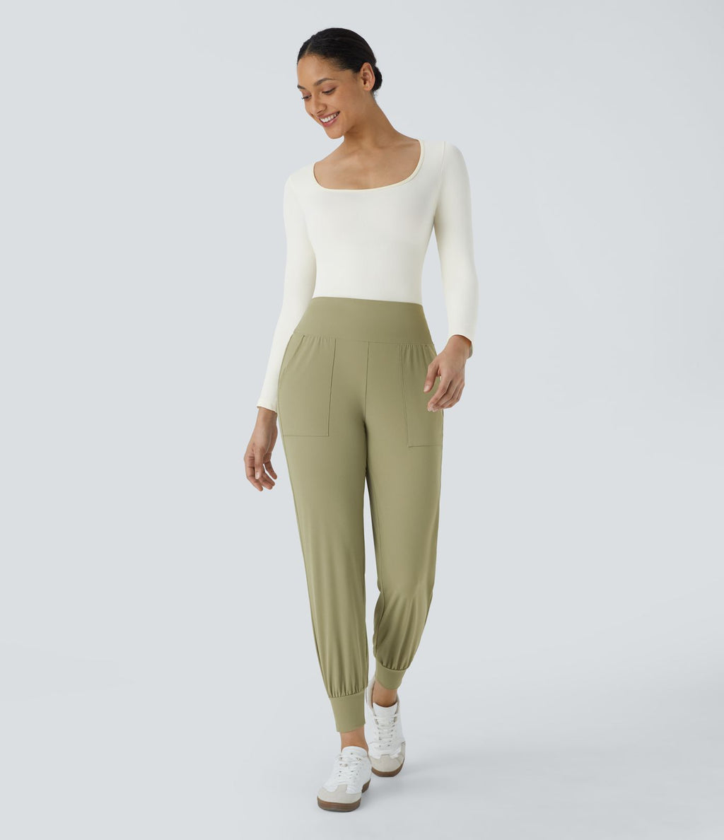 Jogging Casual Uni Taille Haute Poche Latérale