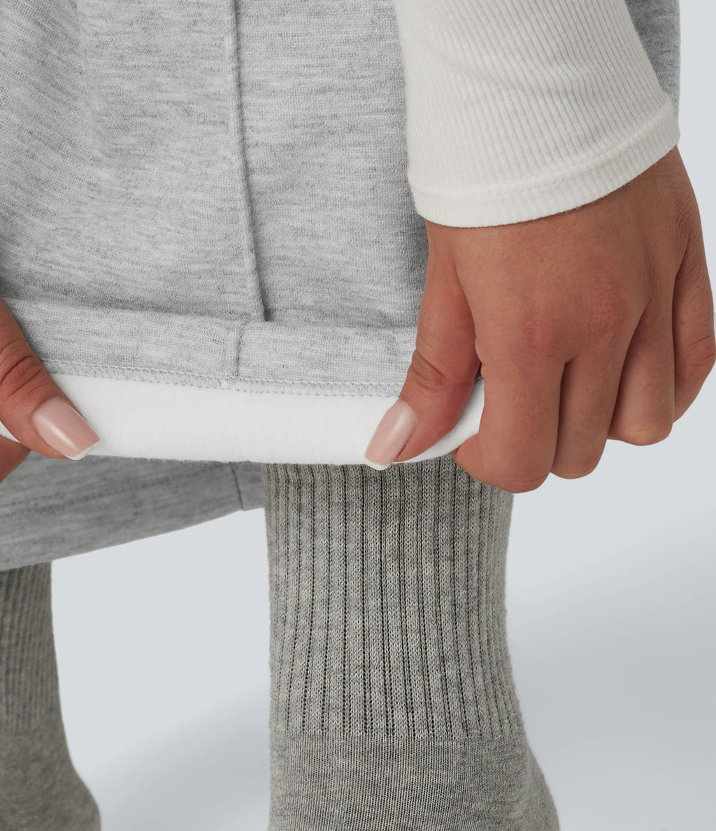 Pantalon thermique coupe droite taille haute avec cordon de serrage et poches